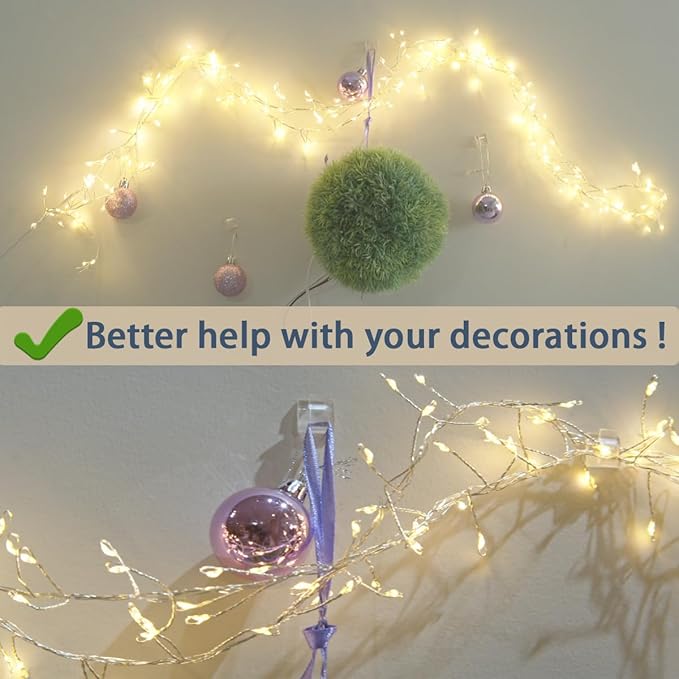 60PCS Cable Clips, KGROTE Extension Cord Clips Outdoor Light Wire Clips Adhesive Cable Hooks Wire Organizer Holder for Desk, Wall Cable Management, Christmas Lights, Decorations Hanging - Large, Clear