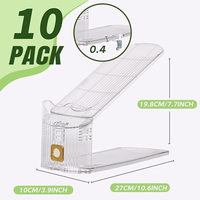 10 Pack Shoe Slots Organizer, Shoe Stackers Organizer for Closet Adjustable Shoe Holder Space Saver 50% Shoes Racks for Closet Organization