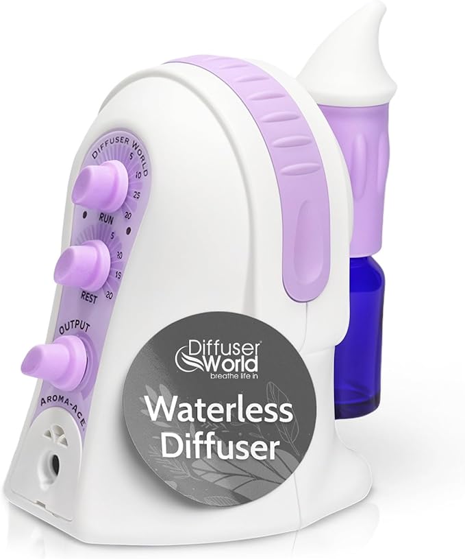 Waterless Diffuser for Essential Oils 12V Aroma-Ace™, Made in USA Lavender Aroma Atomizer Waterless Essential Oil Diffusers for Home Large Room, Air Aromatherapy Home Scent Diffusers