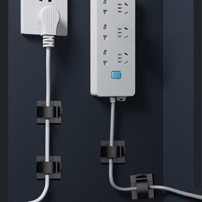 100 PCS Adhesive Cable Clips Cord Organizer (Small, Medium,Large),Wire Holder for Cable Management, Outdoor Light Clips Light Hooks for LED String,Car Dash Cam, Extension Cord (Black)