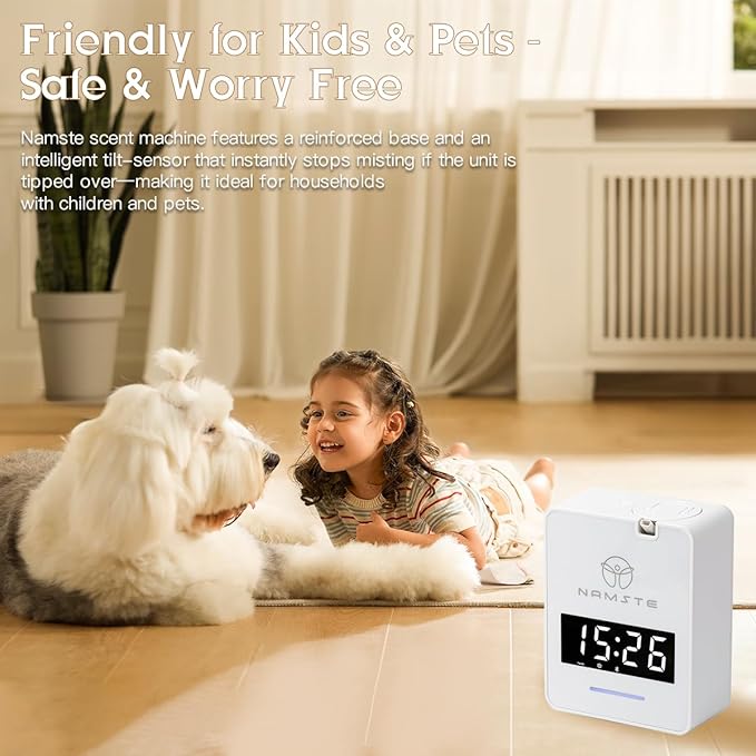 Waterless Diffuser - 3000 Sq. Ft Essential Oil Diffuser with Clock - Whole House & Hotel Collection HVAC System, 300ML Scent Machine Smart Oil Level Monitoring, Bluetooth Control, Cold Air Tech