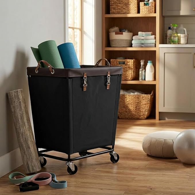 StorageWorks 210L Laundry Basket with Wheels, Extra Large Rolling Hampers for Clothing Organizer, Dirty Clothes Basket for Hotel, Home, Closet, Dorm, Black