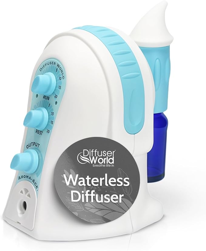 Waterless Diffuser for Essential Oils 12V Aroma-Ace™, Made in USA Blue Aroma Atomizer Waterless Essential Oil Diffusers for Home Large Room, Air Aromatherapy Home Scent Diffusers