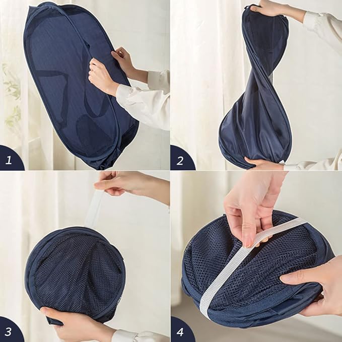 4 Pcs Mesh Popup Laundry Hamper, Opening Laundry Basket,Popup Laundry Basket with Durable Handles,Foldable Pop-up Mesh Hamper Dirty Clothes Basket for Clothes & Laundry-Home Organization