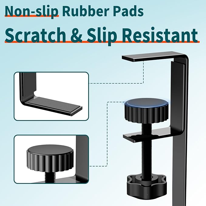 Under Desk Cable Management Tray Black, No Drill Desk Cable Wire Management Organizer with Clamp, PC Cord Organizer Accessories & Workspace for Office, Home