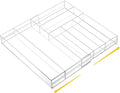1 Pcs Acrylic Drawer Organizer 9'' up to 18'' x 15'' x 2'' Expandable Drawer Organizer Pens Notebook Ruler Makeup Tray with 7 Adjustable Compartments for Desk Office Kitchen Bathroom(Clear)