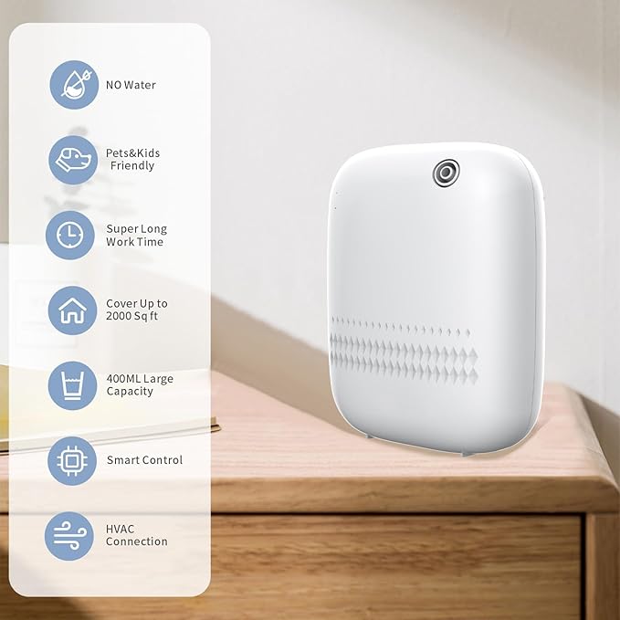 Upgraded Waterless Essential Oil Diffuser, Scent Air Machine for Home Cover Up to 2000 sq.ft, Scent Diffuser 400ML, Hotel and Commercial Use, Cold-Air Tech for Spa, Office