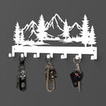 Key Holder Wall Mounted Key Hooks, White Metal Key Rack Hooks, The Great Grove, Mountain Theme Wall Decoration Hooks, with 7 Hooks, Applicable to Front Doors, Lobby,Corridor, Offices (12 ")