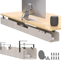 Under Desk Cable Management Tray,No-Drill Upgraded Thickened Felt Cord Organizer with Clamp or Screw Mount,Cable Holder for Standing Desk,Home Or Office(Beige, 47.2")