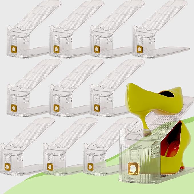 10 Pack Shoe Slots Organizer, Shoe Stackers Organizer for Closet Adjustable Shoe Holder Space Saver 50% Shoes Racks for Closet Organization