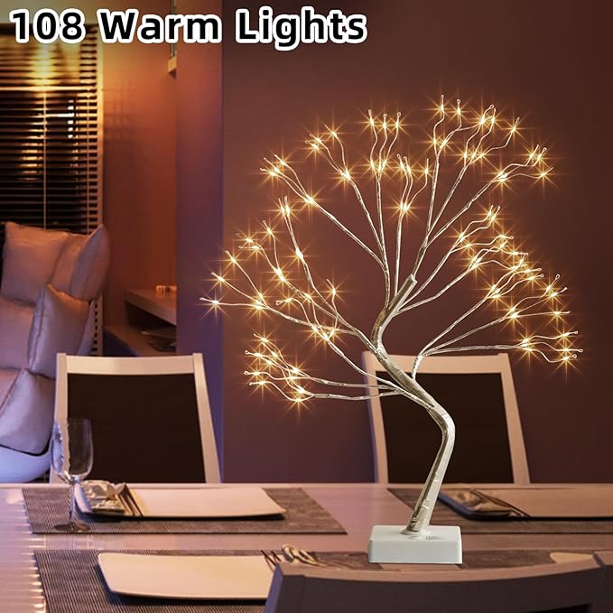 PEIDUO Fairy Lights Spirit Tree, 2PK Bonsai Tree Light, 108 LED Warm White Fairy Light Trees for Room Decor, Artificial Tree with 9 Modes for Christmas Decorations Indoor Home Decor