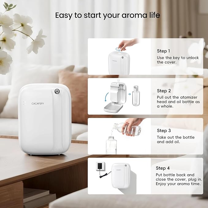 Waterless Essential Oil Diffuser,(2 * 50ml Fragrances Included) 3000 Sq.Ft Coverage 400 ml Large Capacity Hotel Scent Diffuser,Cold Air Tech, App & Button Control,Scent Diffusers for Home Large Room