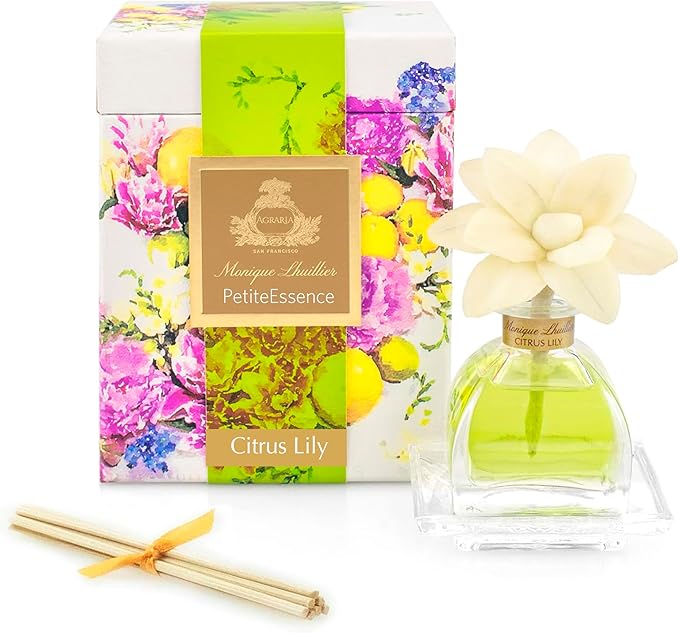 AGRARIA PetiteEssence Flower and Reed Diffuser Set, Handcrafted Sola Flower Botanical Home Fragrance, Scented Oil Diffuser Gift Set for All Occasions