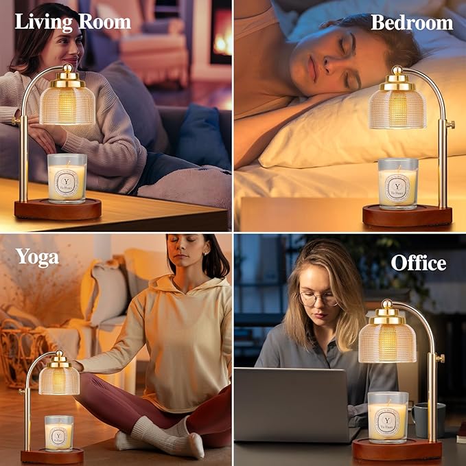 (2 Pack) Candle Warmer Lamp with Timer Dimmer, Birthday Gifts for Women Mom Sister, House Warming Gifts Vintage Home Decor, Adjustable Height Wax Melt Warmer for Jar Candles with 4 Bulbs
