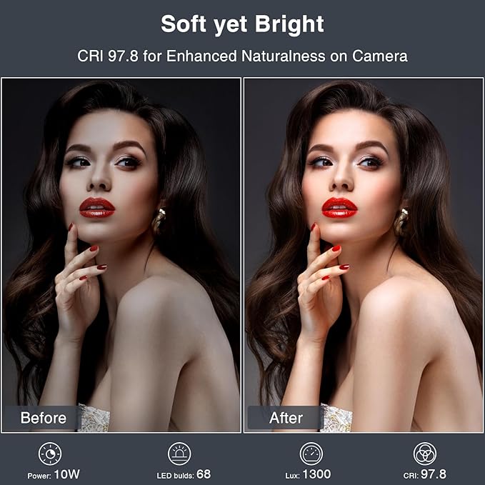 Zoom Lighting for Computer, Adjustable Desk Lighting for Video Calls, 30 Light Modes Video Conference Light, Desk Ring Light with Stand for Webcam, Meetings, Live Stream, Home Office. CRI 97.8