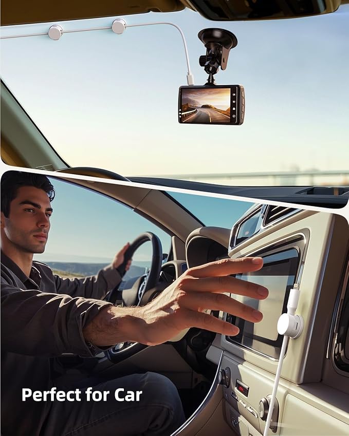 Swiveling Cord Holder, Magnetic Cord Organizer, Inchor Cable Organizer for Desk, 6 Pack Cable Clips for Nightstand, Adhesive Cable Holder Cable Management Clips for Car Home Office (White)