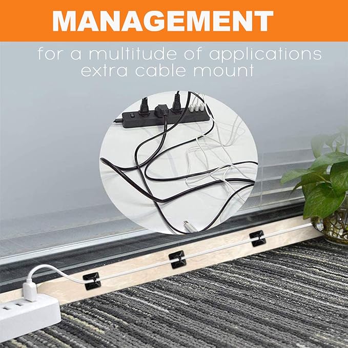 100 Pack 1.1 inch Zip Tie Adhesive Mounts Self Adhesive Cable Tie Base Holders with Multi-Purpose Tie wire clips with screw hole,Anchor stick on wire holder with 8 inch zip ties（Black）