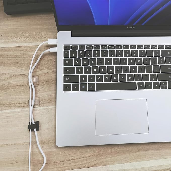 60PCS Cable Clips, KGROTE Extension Cord Clips Outdoor Light Wire Clips Adhesive Cable Hooks Wire Organizer Holder for Desk, Wall Cable Management, Christmas Lights, Decorations Hanging - Large, Clear