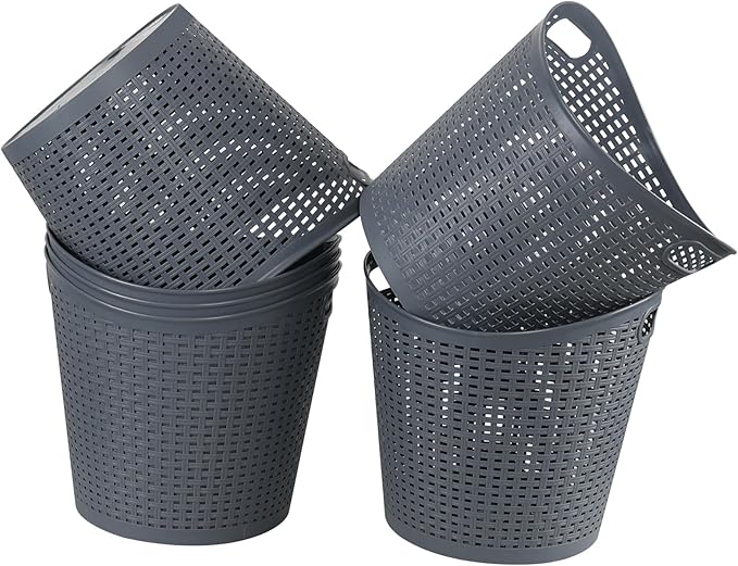 Zopnny 6-Pack Large Plastic Laundry Basket, Easy Carry Laundry Hamper, Grey