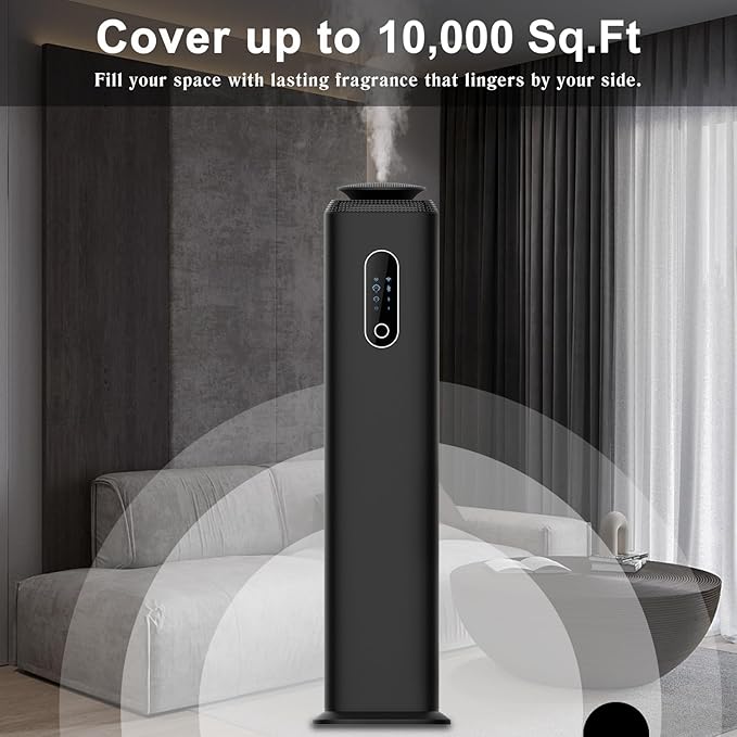 1000ML- Commercial Diffuser Machine Cover 10000 Sq Ft - Tower Hotel Scent Diffuser for Whole House - WiFi App Control -Scent Air Machine & Waterless Essential Oil Diffuser for Large Room - Black