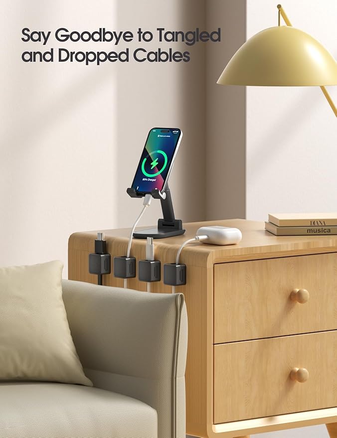 20 Pack Cord Organizer Holder, Strong Adhesive Desk Cable Management Magnetic Easy Open,Organize Phone Charging Cords Wire Holder Organizer Neatly for Home,Office,Car,Desk,Nightstand