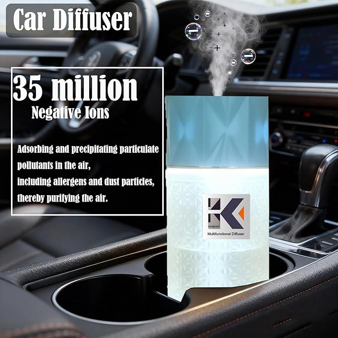 Essential Oil Diffuser with Night Light, 250ml Home Humidifier with Negative Ions, 3 Mode Ultrasonic Cool Mist Aroma Machine with 10ml Essential Oil (Blue, Sandwood)