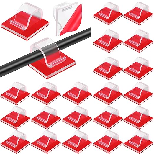 Namalu 240 Pcs Cable Clips Outdoor Wire Clip Adhesive Cable Hook Cord Organizer Holder R Shape Christmas Light Clip for Desk Wall Cable Management String Lights Fairy Light Decoration(Clear, Small)