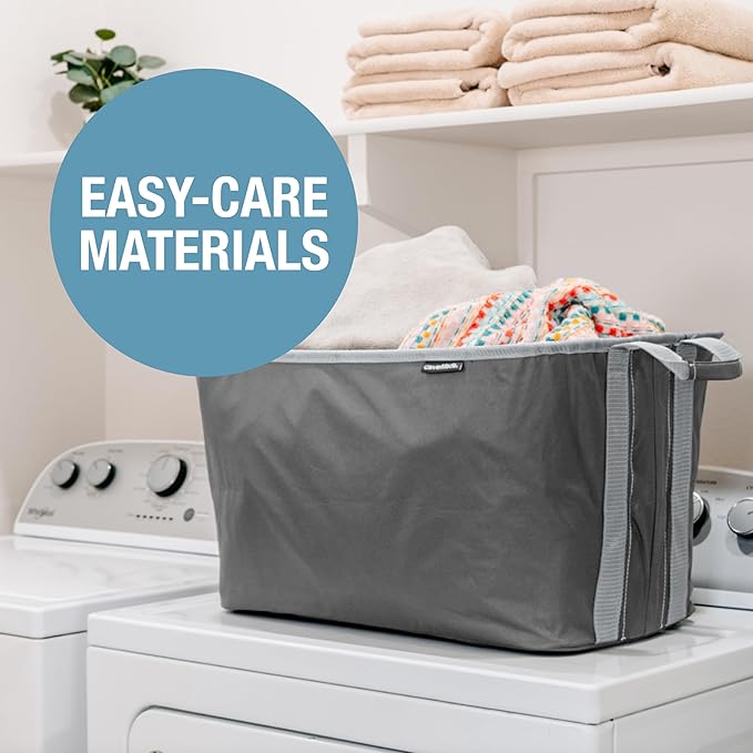 CleverMade Collapsible Laundry Basket Hamper - Shadow Stone Gray 2-Pack 60L - Space Saving Storage Organizer with Handles Foldable Home Organization