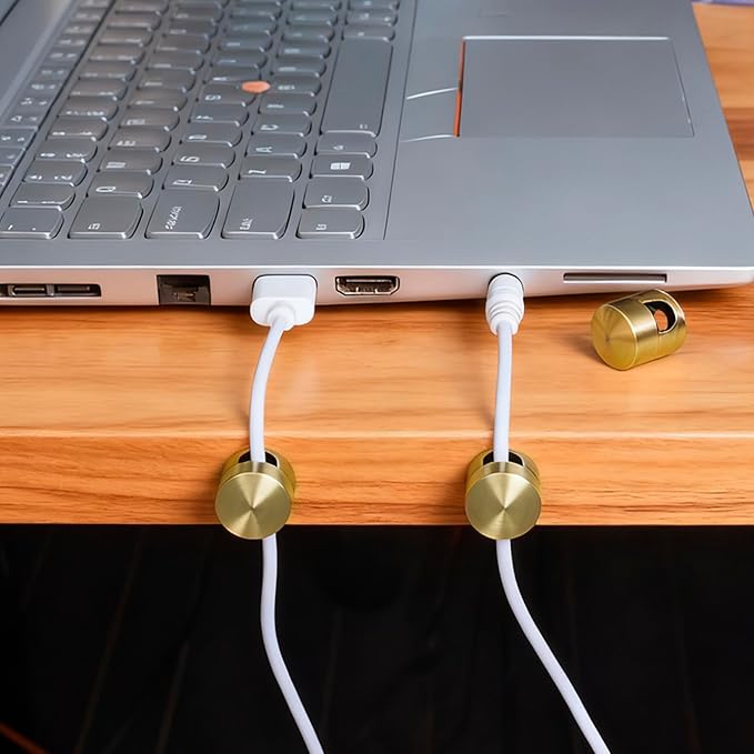 3 Sets Cord Holder Organizer for Nightstands, Adhesive Cable Clips Charger Organizers, Adjustable Metal Cord Holder Wire USB Cable Management for Office Desks Walls- Bronze