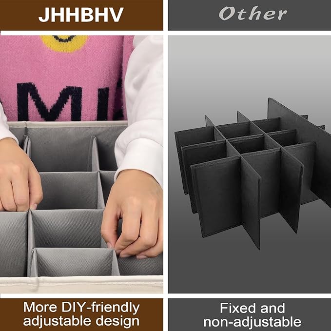 1 Pack Shoe Organizer for Closet, Adjustable Shoe Box Storage Containers, Large Foldable Shoe Bins with Clear Cover, Space Saving Shoes Holder with 4 Handles, Fits 12-24 Pairs, Beige