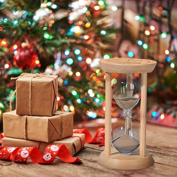 1 Minute Sand Timer,Mini Hourglass 1 Min,Small Wooden Frame Sandglass,Brown Sand Watch for,Desk Decor Classroom,Baking,Game