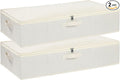Under Bed Storage Containers, Storage Bins With Lids, Clothes Organizers for Blanket, Pillows, Shoes, Beige, 2 Pack, 23.6 x 11.8 x 5.9 Inch