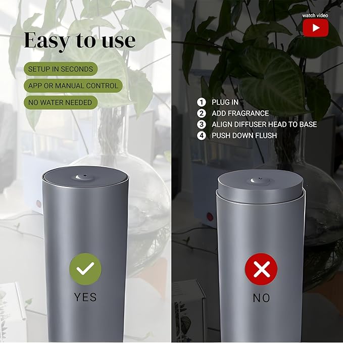 Dynamo Hotel Scent Diffuser – Cold-Air Essential Oil Diffuser for Home & Large Rooms up to 1000 sq ft, App & Manual Control, Hypoallergenic, Includes White Tea Fragrance Sample – Titanium