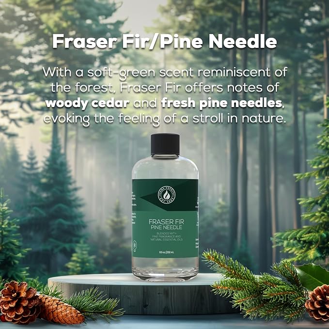 Aroma Country Fraser Fir Christmas Tree Diffuser Oil - Luxury Essential Oils for Diffuser Refill & Air Freshener Room Spray - Natural Home Fragrance, Pine Needle Scented Oil for Diffusers (8.5 Fl. oz)