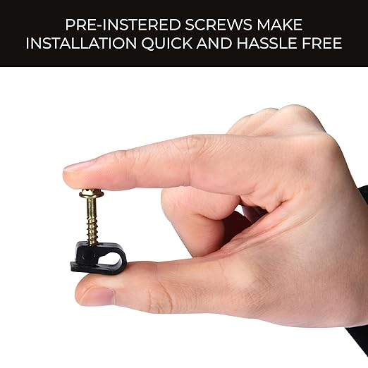 Bolt Dropper Coaxial Cable Clips - Electrical Wire Cable Clip for Cable Management - Screw Clip and Fastener - Coax Cable Holder - Wire Organizer Clamp - Siding Clips for Hanging - Set of 100