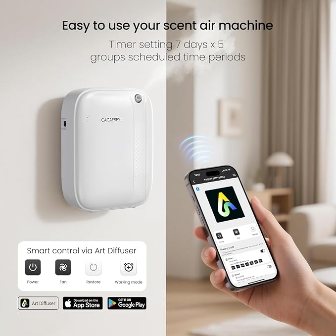 Waterless Essential Oil Diffuser,(2 * 50ml Fragrances Included) 3000 Sq.Ft Coverage 400 ml Large Capacity Hotel Scent Diffuser,Cold Air Tech, App & Button Control,Scent Diffusers for Home Large Room