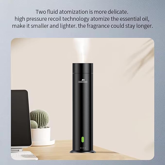 Waterless Essential Oil Diffuser - Home Luxury Scent Diffuser - Remote Control Antal Hayat Cordless Rechargeable Diffuser - 5000 sq. ft Coverage - Essential Oil Diffuser App Control Rechargeable