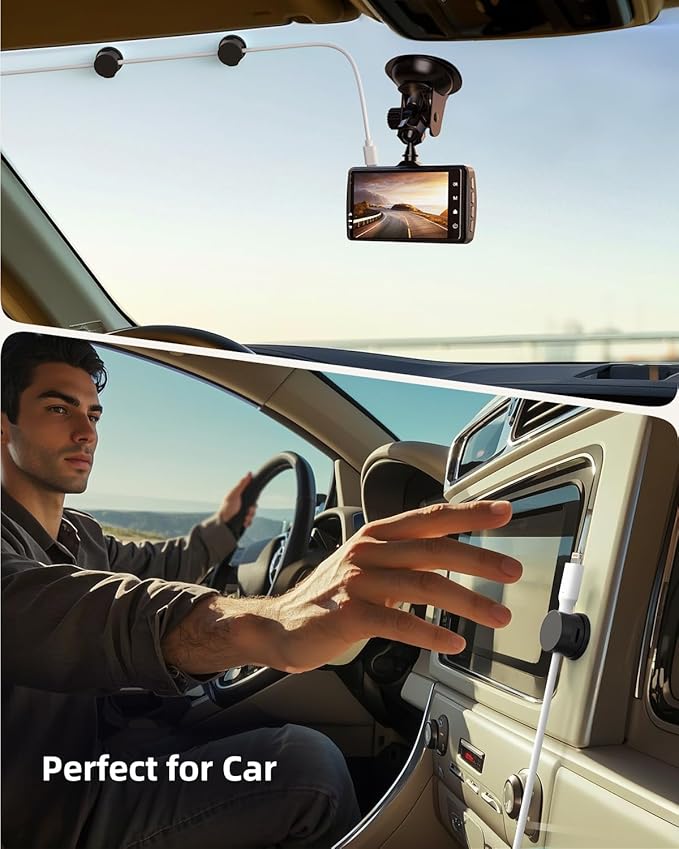 Cord Holder, Swiveling Cord Organizer, Magnetic Cable Clips for Desk, 6 Pack Cable Organizer for Nightstand, Adhesive Cable Holder Cable Management Clips for Car Home Office (Black)