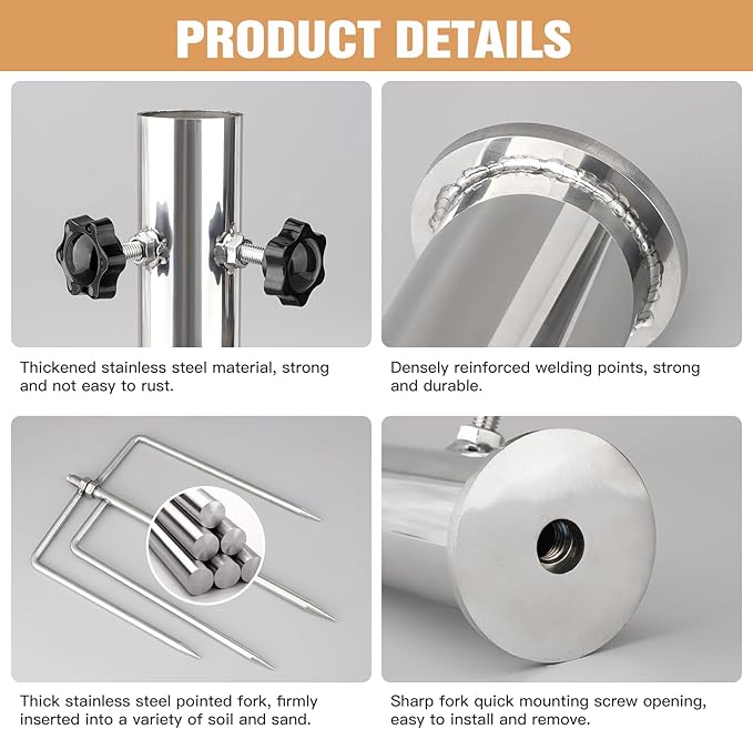 Detachable Heavy Stainless Steel Umbrella Stand,Outdoor Lawn Umbrella Holder,Garden Parasol Base,for Park,Yard,Beach,Patio and Lawn