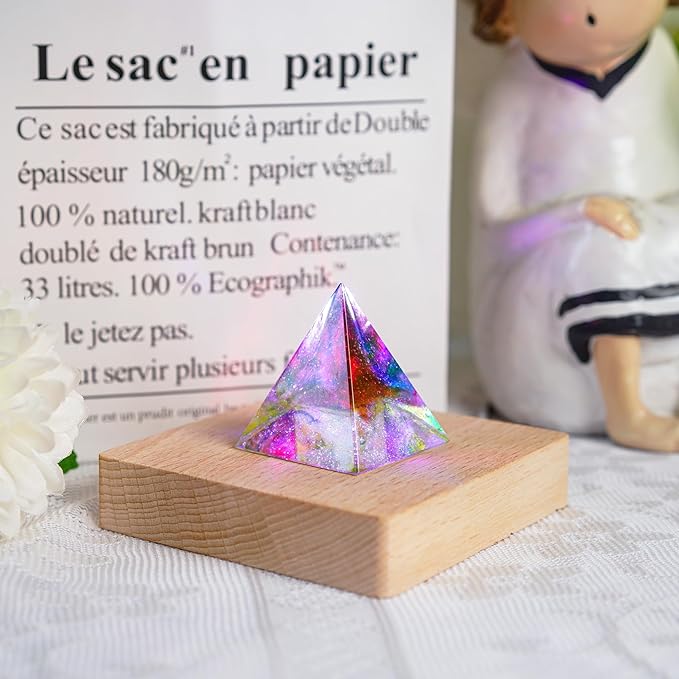 ZEERSHEE Pack 2 LED Light Base for Crystal Colorful Lights Square Wood Display Stand for Acrylic 3D Crystals Glass Resin Art