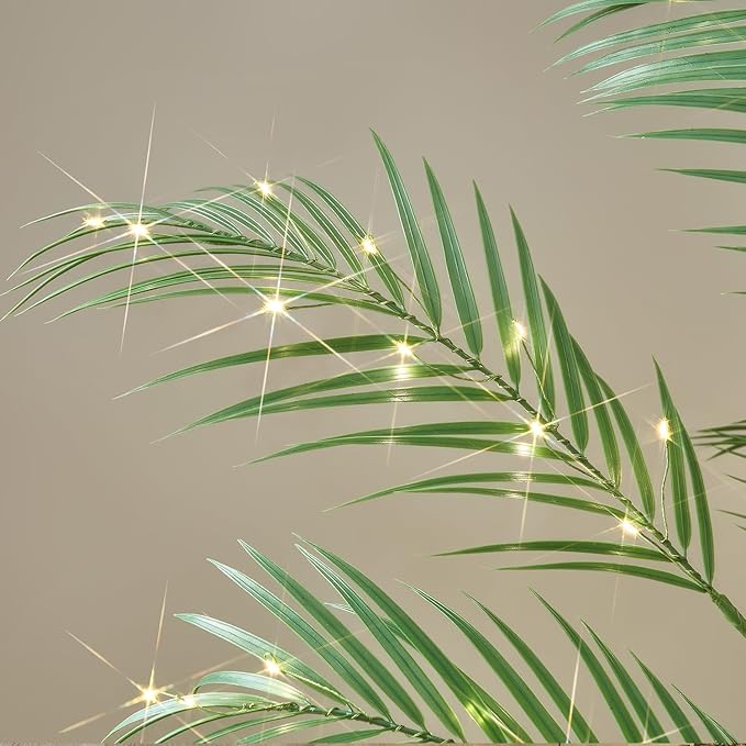 Hairui Lighted Palm Tree 6FT 300 LED Fairy Lights, Faux Plant Tree with Lights for Home Holiday Summer Decoration Indoor Outdoor