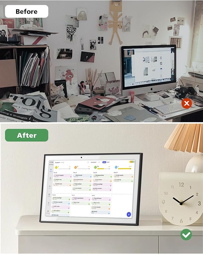 10.1 Inch Digital Calendar Chore Chart, Smart Digital Calendar Wall Planner Picture Frame with HD Touch Screen, Desk & Wall Mount Planner for Family Schedules(White)