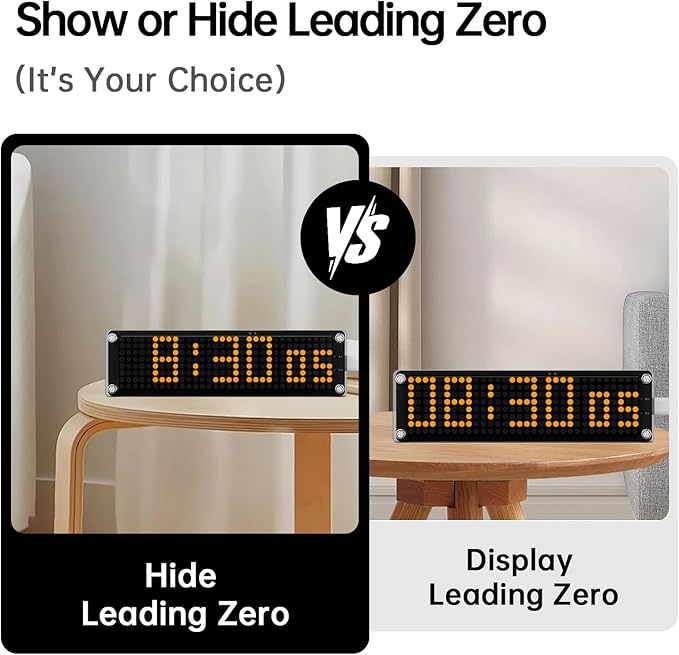 10 Inch Big Digital Clock with WiFi NTP Sync,Smart Large Display Digital Clock for with Seconds Options, DST, 12/24H Format, LED Matrix Desk Clock for Home and Office