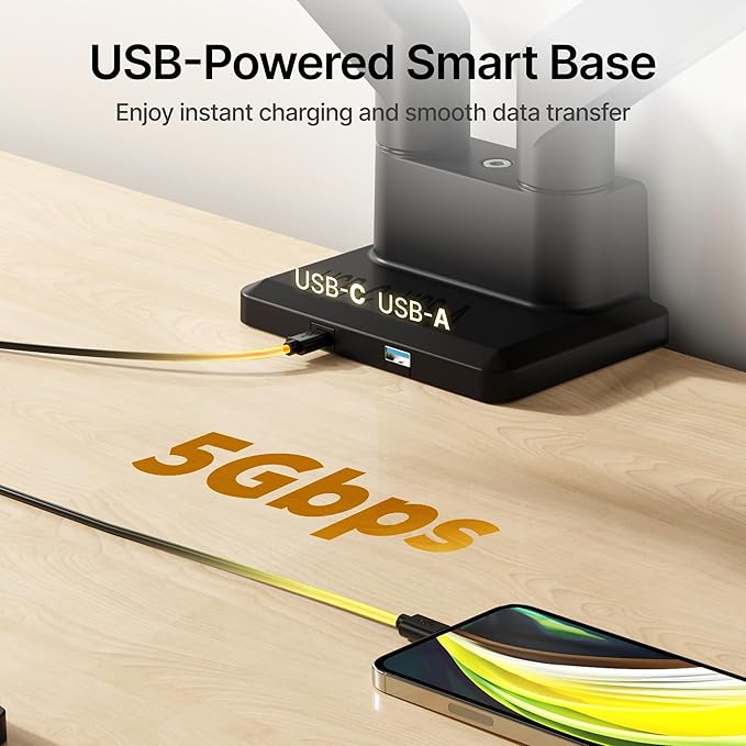 monTEK Dual Monitor Mount with USB Monitor Arms for 2 Monitors for 17 to 35 Inch Curved Screen Holds 35 Lbs Adjustable Heavy Duty Monitor Desk Mount Cable Management, VESA 75/100mm, MA1007UCBK-D