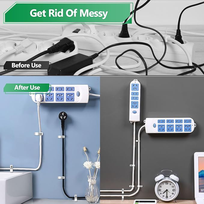 Cable Clips for Cable Management Cord Organizer, 6 Sizes 290 PCS Nylon R-Type, 3/16'' 1/4'' 3/8'' 1/2'' 3/4'' 1'' White Plastic Screw Mounting Cord Fastener Clamp Assortment Kit with M4 Screws