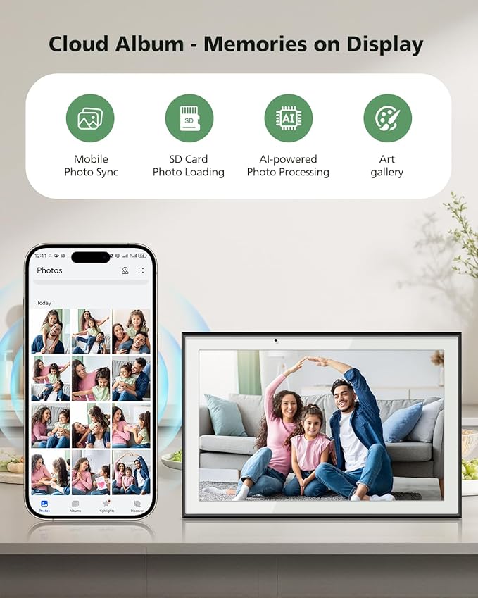 10.1 Inch Digital Calendar Chore Chart, Smart Digital Calendar Wall Planner Picture Frame with HD Touch Screen, Desk & Wall Mount Planner for Family Schedules(Black)