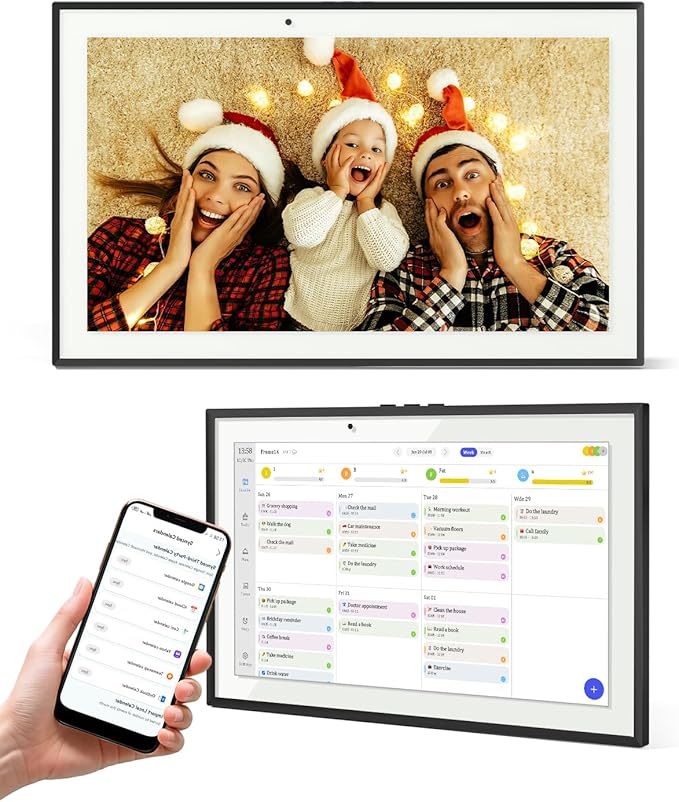 10.1 Inch Digital Calendar Chore Chart, Smart Digital Calendar Wall Planner Picture Frame with HD Touch Screen, Desk & Wall Mount Planner for Family Schedules(Black)
