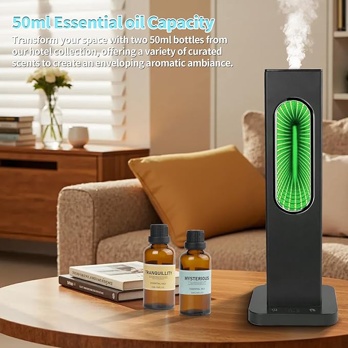 Waterless Scent Diffuser with APP WiFi Control, Portable Rechargeable Wireless Essential Oil Diffuser, Aroma Coverage 2152 Sq.Ft,2 * 50ML Hotel Collection Oils,Colorful Light for Home Largeroom