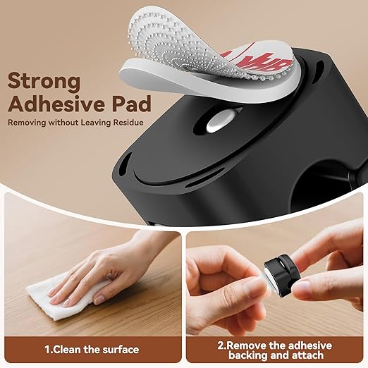 10 Pack Rotatable Cord Organizer,Spring Cable Clips Desk Cable Management Cord Holder Adhesive Phone Charger Cord Clips for Home Office Car Wall Nightstand Accessories Black