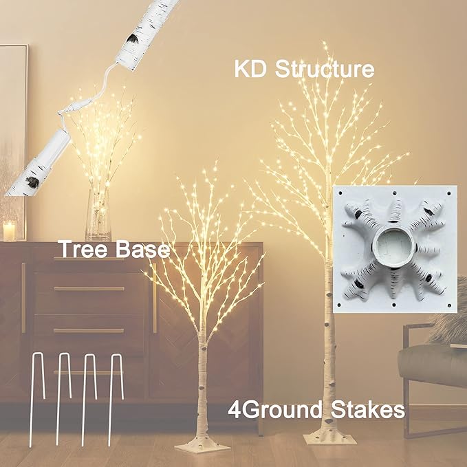 BAOLITVINE Lighted Birch Tree Plug in 330 Fairy Lights 6FT, Twig Tree with Lights for Indoor Outdoor Home Room Porch Christmas Decoration